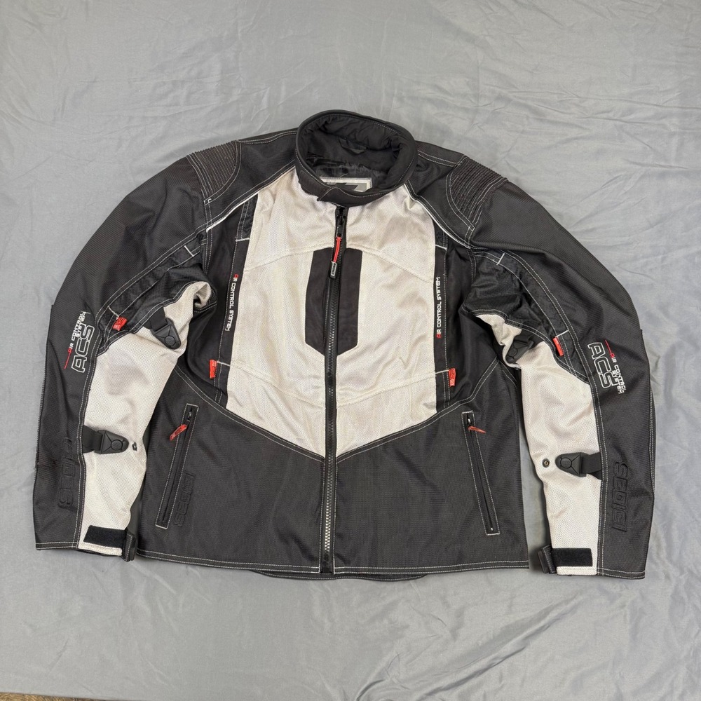 Sedici F16 Air Control System Mesh Motorcycle Jacket Black Silver Men XL Shell
